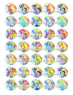 Eetbare Print My Little Pony Mini Cupcakes - 3,5cm