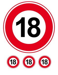 Eetbare Print Verkeersbord 18 jaar - 20cm