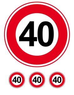 Eetbare Print Verkeersbord 40 jaar - 20cm