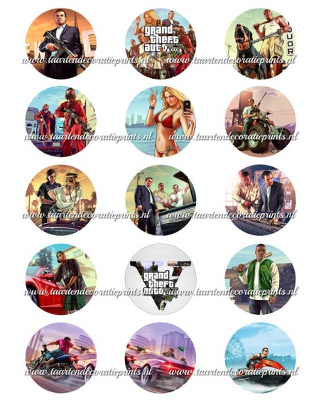 Eetbare Print GTA V - Cupcakes - 5cm