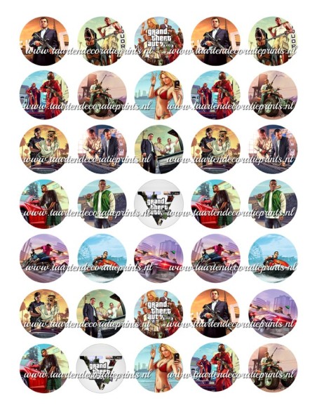 Eetbare Print GTA V - Mini Cupcakes - 3,5cm