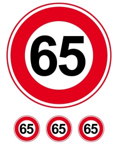 Eetbare Print Verkeersbord 65 jaar - 20cm