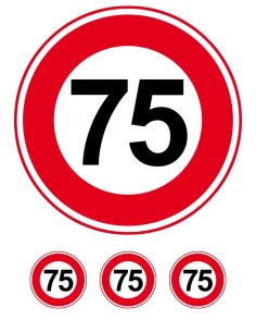Eetbare Print Verkeersbord 75 jaar - 20cm