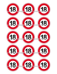 Eetbare Print Verkeersbord 18 jaar Cupcakes - 5cm