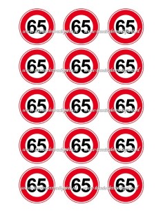 Eetbare Print Verkeersbord 65 jaar Cupcakes - 5cm