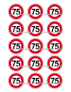 Eetbare Print Verkeersbord 75 jaar Cupcakes - 5cm