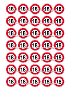 Eetbare Print Verkeersbord 18 jaar Mini Cupcakes - 3,5cm