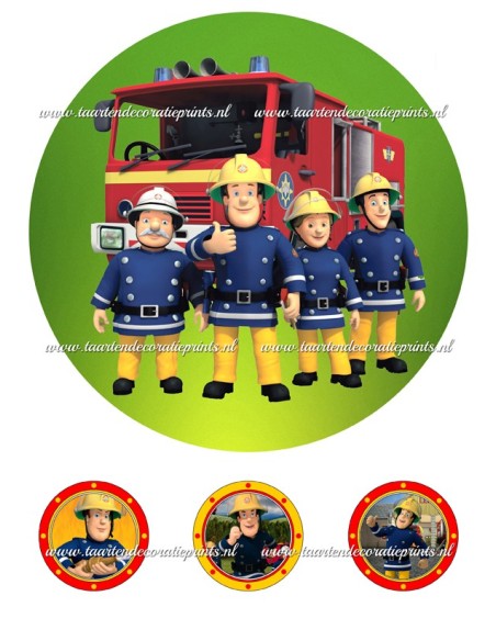 Eetbare Print Brandweerman Sam 3 - 20cm