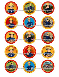 Eetbare Print Brandweerman Sam Cupcakes - 5cm