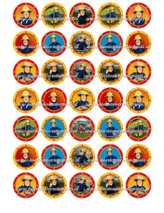 Eetbare Print Brandweerman Sam Mini Cupcakes - 3,5cm