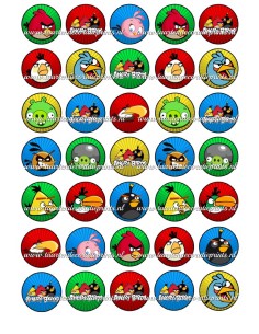 Eetbare Print Angry Birds Mini Cupcakes - 3,5cm