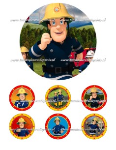 Eetbare Print Brandweerman Sam 1 - 15cm