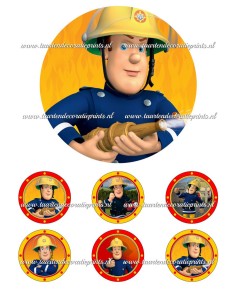 Eetbare Print Brandweerman Sam 2 - 15cm