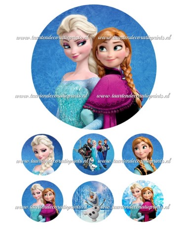 Eetbare Print Frozen Anna & Elsa 1 - 15cm
