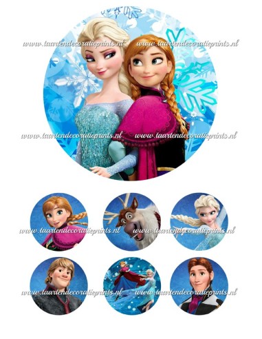 Eetbare Print Frozen Anna & Elsa 2 - 15cm