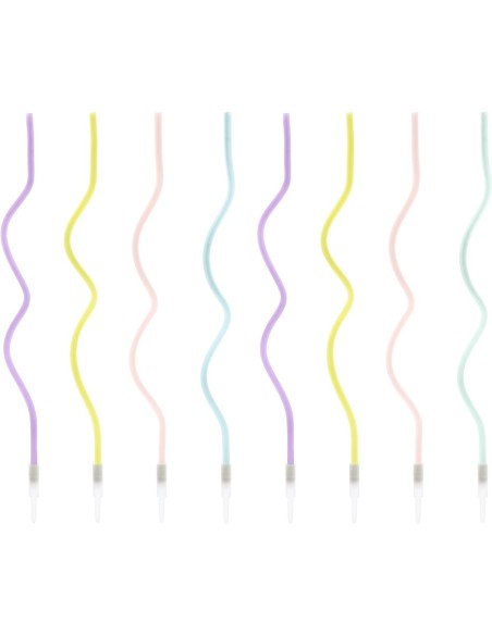 PartyDeco Verjaardag Kaarsen Curly Mix -8st-