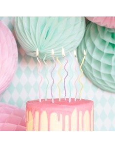 PartyDeco Verjaardag Kaarsen Curly Mix -8st- 2