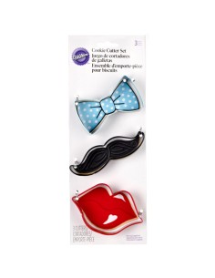 Wilton Cookie Cutter Set Tie, Mustache & Lips (set van 3) 2