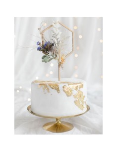 PartyDeco Houten Taarttopper Zeshoek 24cm // 2