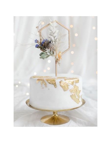 PartyDeco Houten Taarttopper Zeshoek 24cm //