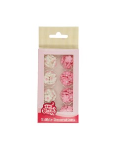 FunCakes Suikerdecoratie Kleine Bloemenmix Wit/Roze -64st-