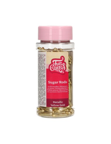 FunCakes Metallic Sugar Rods XL Geel Goud -70gr-