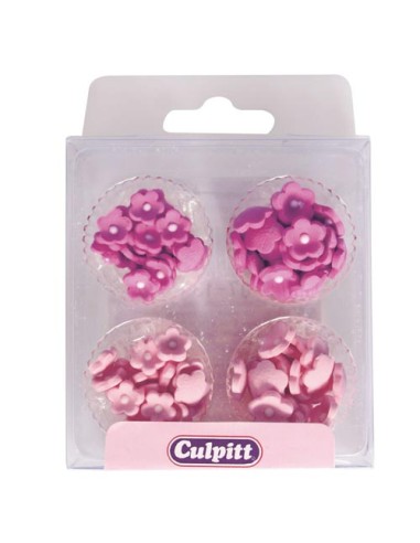 Culpitt Suikerdecoratie Mini Bloemen Roze set van 100