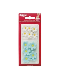 Dekora Suikerbloemen Margriet Wit & Blauw -14st-