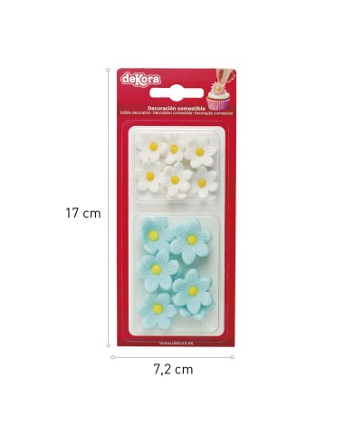 Dekora Suikerbloemen Margriet Wit & Blauw -14st-