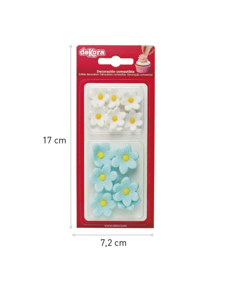 Dekora Suikerbloemen Margriet Wit & Blauw -14st-