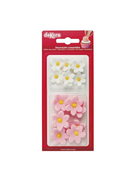 Dekora Suikerbloemen Margriet Wit & Roze -14st-