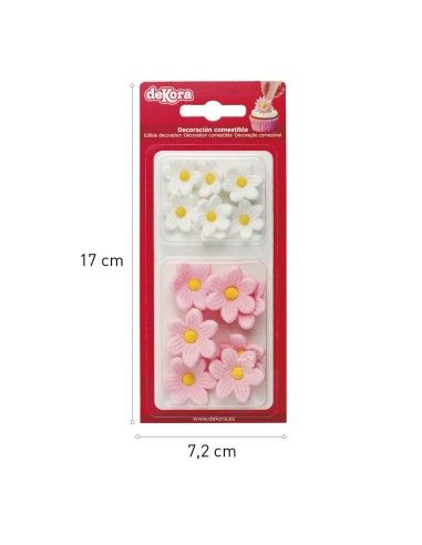 Dekora Suikerbloemen Margriet Wit & Roze -14st-