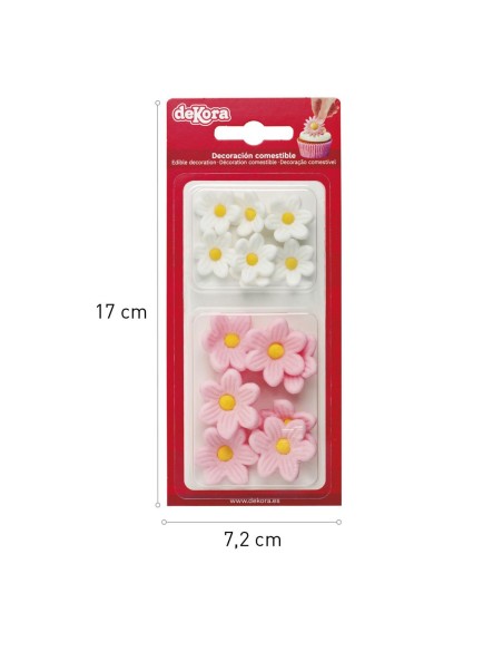 Dekora Suikerbloemen Margriet Wit & Roze -14st-