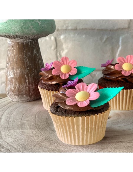 Dekora Ouwel Bloemen en Blad Assorti Roze -38st-