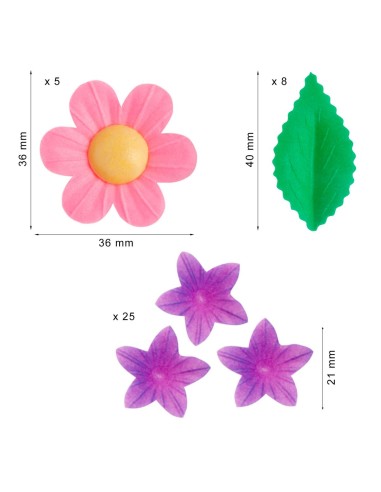 Dekora Ouwel Bloemen en Blad Assorti Roze -38st-