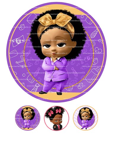 Eetbare Print Boss Baby Afro Girl - 20cm