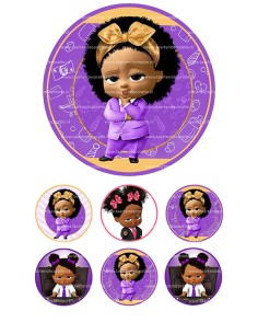Eetbare Print Boss Baby Afro Girl - 15cm
