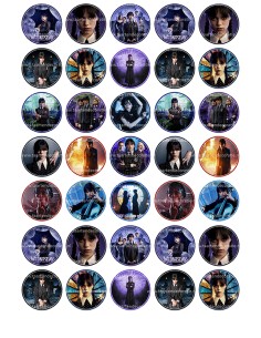 Eetbare Print Wednesday Mini Cupcakes - 3,5cm