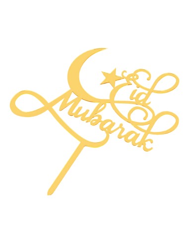 CakeDeco Taarttopper Eid Mubarak - Spiegel Goud