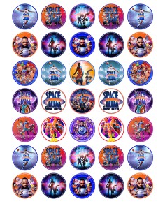 Eetbare Print Space Jam Mini Cupcakes - 3,5cm