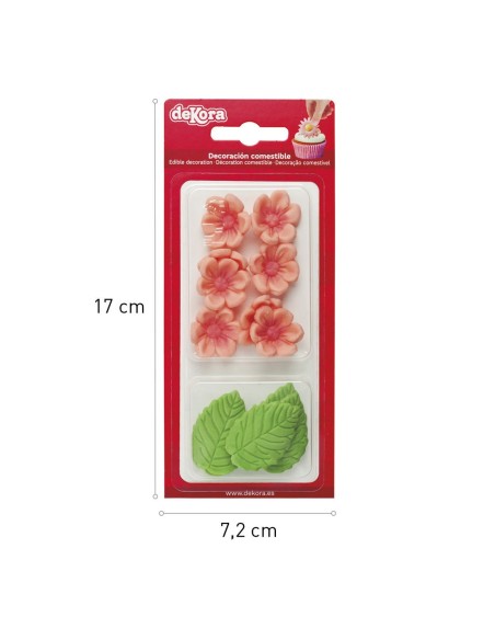 Dekora Suikerbloemen Roze & Blad -13st-