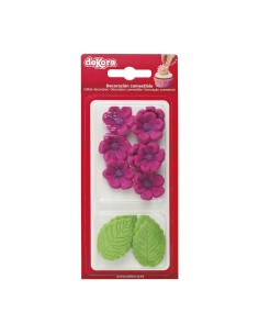 Dekora Suikerbloemen Fuchsia & Blad -13st-