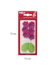 Dekora Suikerbloemen Fuchsia & Blad -13st- 2