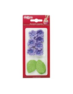Dekora Suikerbloemen Violet & Blad -13st-