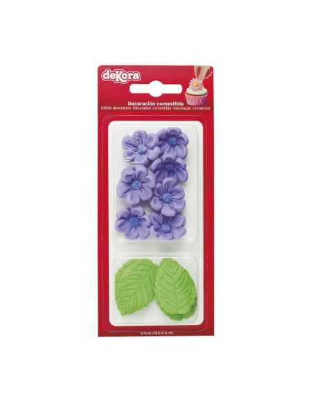 Dekora Suikerbloemen Violet & Blad -13st-