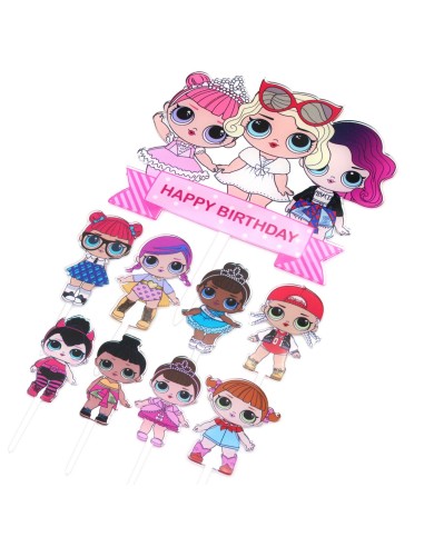 CakeDeco Taarttopper LOL Set Girls Party -7st-