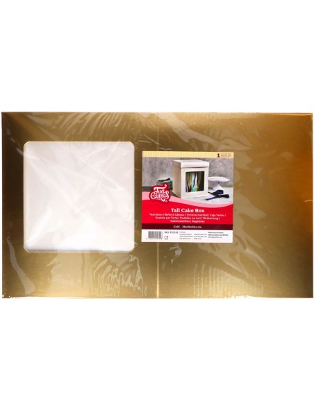 FunCakes Hoge Taartdoos Goud 26x26x29cm -1st-
