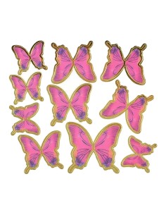 CakeDeco Decoratie Vlinders Donker Roze -10st- 2