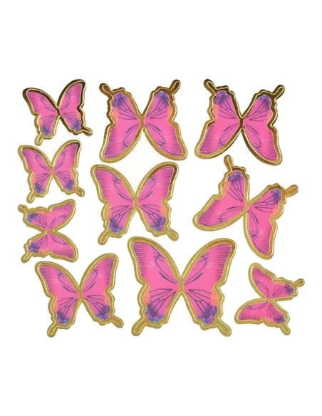CakeDeco Decoratie Vlinders Donker Roze -10st-