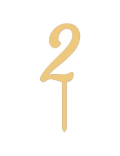 CakeDeco Taarttopper Cijfer 2 - Metallic Goud - 10cm